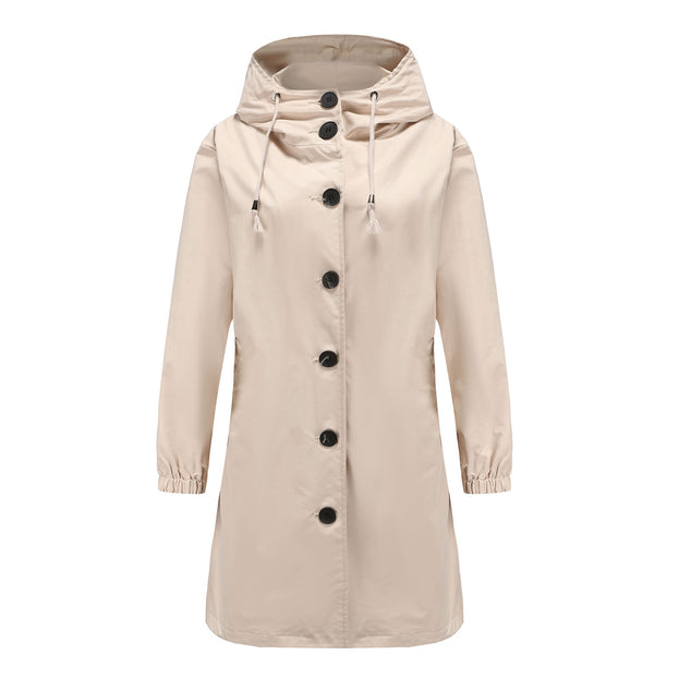 Hooded Trench Coat Women's Casual Long Coat