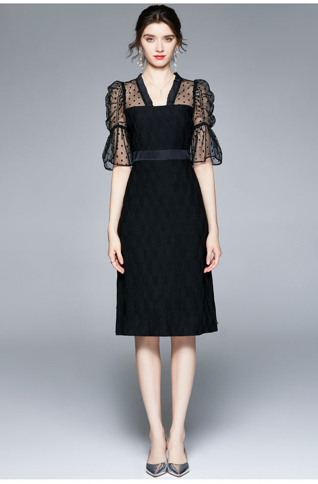 Elegant Polka Dot Retro Heavy Work Dress