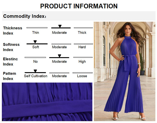 Sexy Hanging Neck Sleeveless Pleated One-Piece Pants