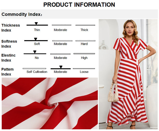 Fashion Slim Temperament Striped Large Swing Dress