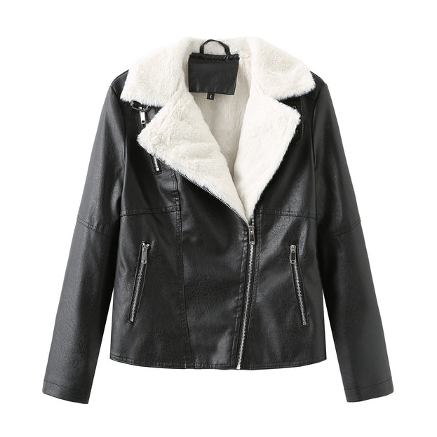 New Fur All-in-One Fur Coat Women Plus Velvet Long Sleeve Warm Coat