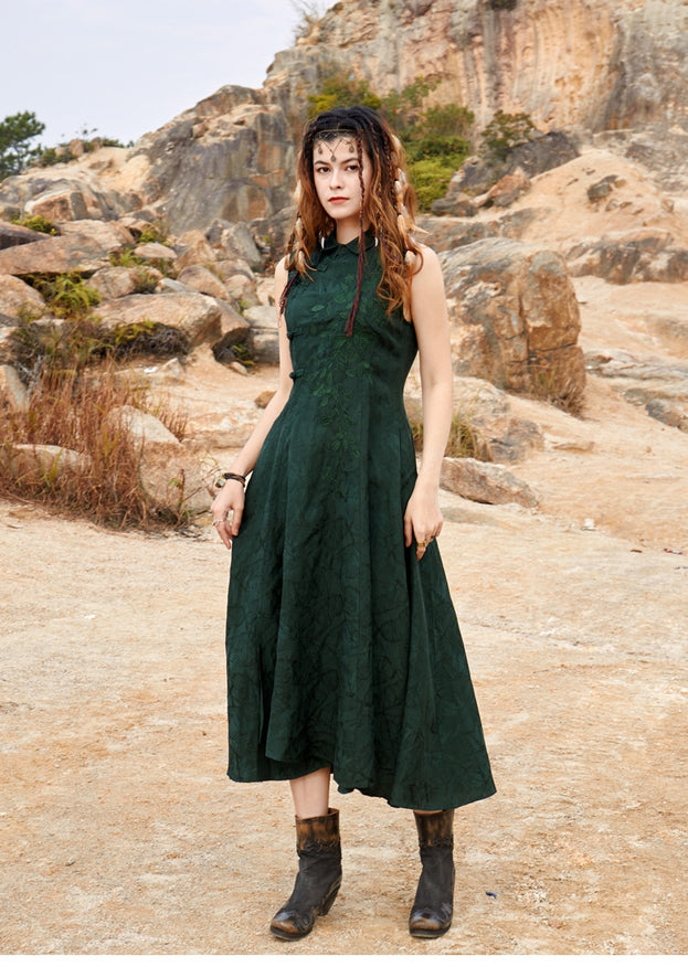 Summer's New Vintage Sleeveless Dress with Large Swing Lapels