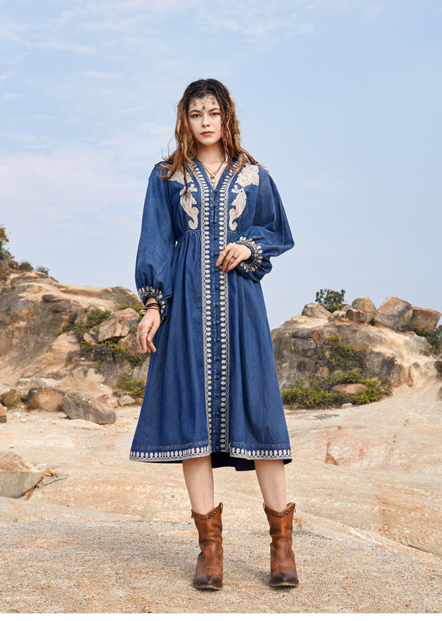 New Baggy Plus Size Vintage Embroidered Denim Skirt