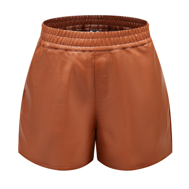 Minimalist PU Lederhosen Casual Loose Shorts