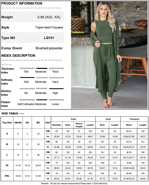 New Fashion Knitted Three Suit Women's Knitted Slim Temperament Vest Trousers Sports Suit Pants
