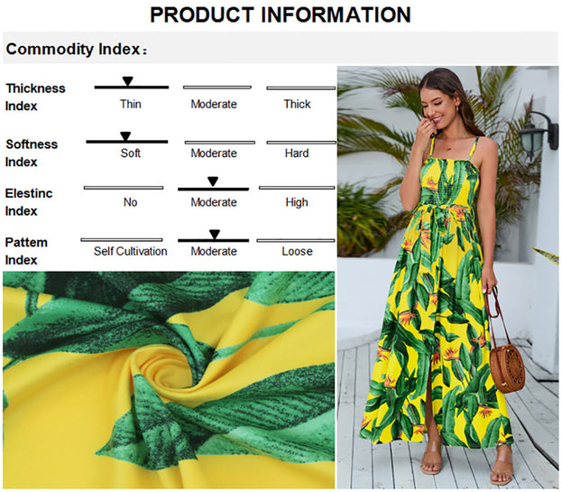 New High-Waisted Slit Dress Bohemian Backless Suspender Skirt