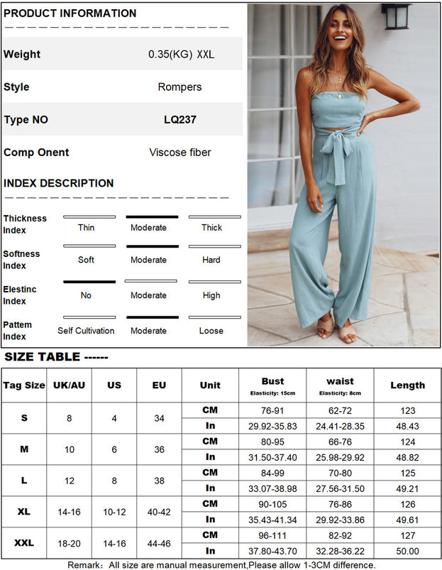 Summer New Casual Fashion Suit Sexy Backless Slim Jumpsuit