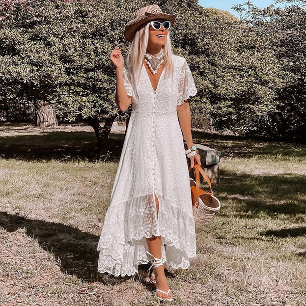 Slim White Dress Floral Slimming Skirt