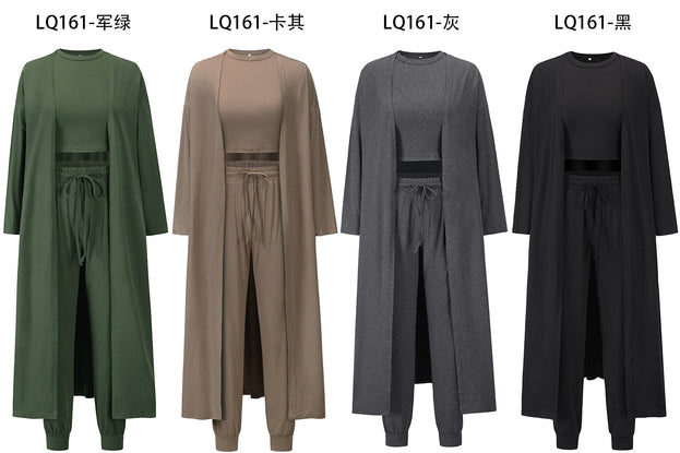 New Fashion Knitted Three Suit Women's Knitted Slim Temperament Vest Trousers Sports Suit Pants