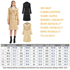 Long Waist Tucked Cotton Fashion Coat Long Sleeve Lapel Trench Coat