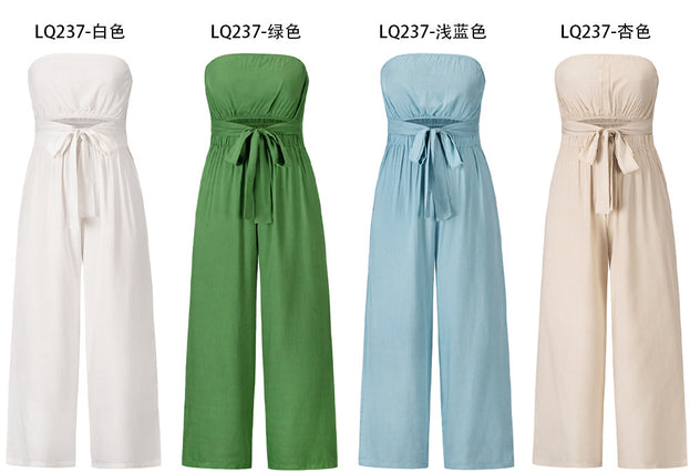 Summer New Casual Fashion Suit Sexy Backless Slim Jumpsuit