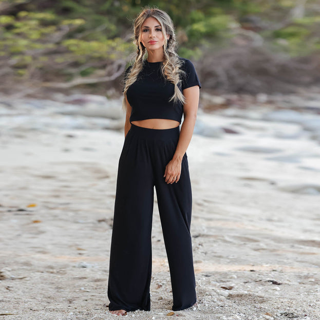 Fashion Casual Suit New Short Sleeve T-Shirt + Trousers Two-Piece Suit