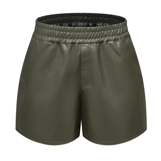 Minimalist PU Lederhosen Casual Loose Shorts