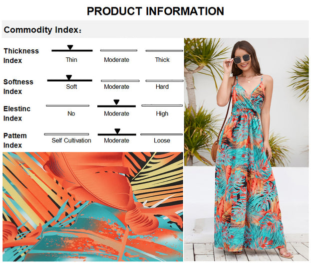 New Boho Print Maxi Skirt Sexy V-Neck Halter Dress