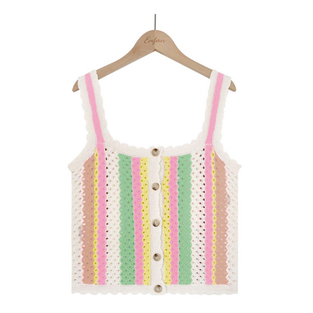 Splicing Contrasting Color Knitwear Large Size Fashion Loose Camisole Vest