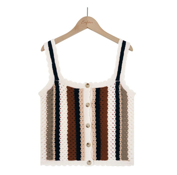 Splicing Contrasting Color Knitwear Large Size Fashion Loose Camisole Vest