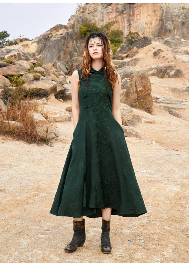 Summer's New Vintage Sleeveless Dress with Large Swing Lapels