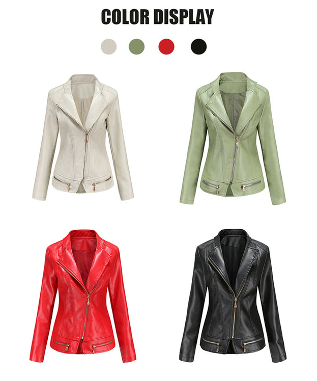 Women PU Leather Thin Spring and Autumn Small Coat Women Jacket
