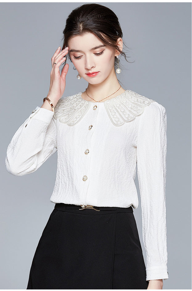 White Shirt Western Style Top + Trouser Skirt Two-Piece Suit