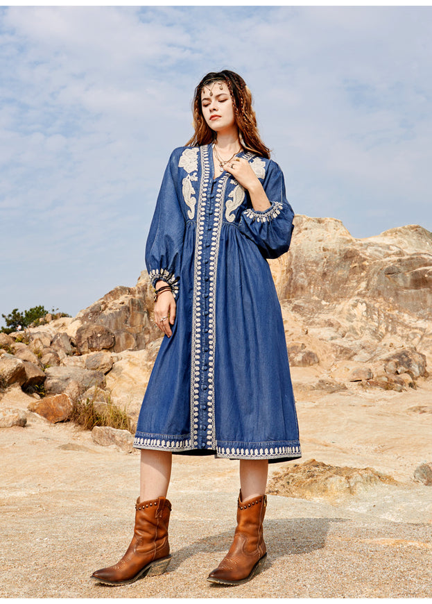 New Baggy Plus Size Vintage Embroidered Denim Skirt