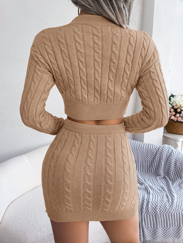New Long Sleeve Crewneck Top + Short Skirt Sweater Suit