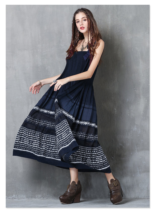 New Sling Skirt Vintage Embroidered Pleated Dress