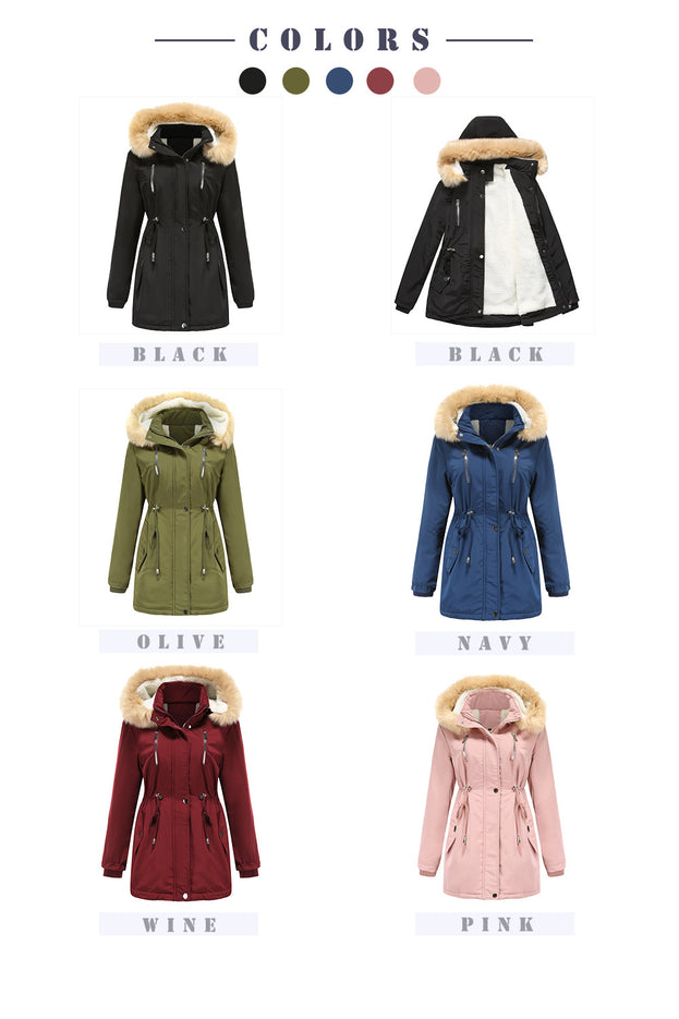 Thickened Lamb Wool Padded Coat Women Loose Women's Padded Suit Detachable Cap Plus Velvet Coat