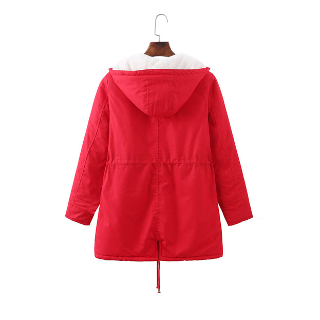 Women's Medium Length Coat with Velvet