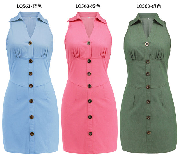 Summer new women's sexy sleeveless denim skirt casual thin dress