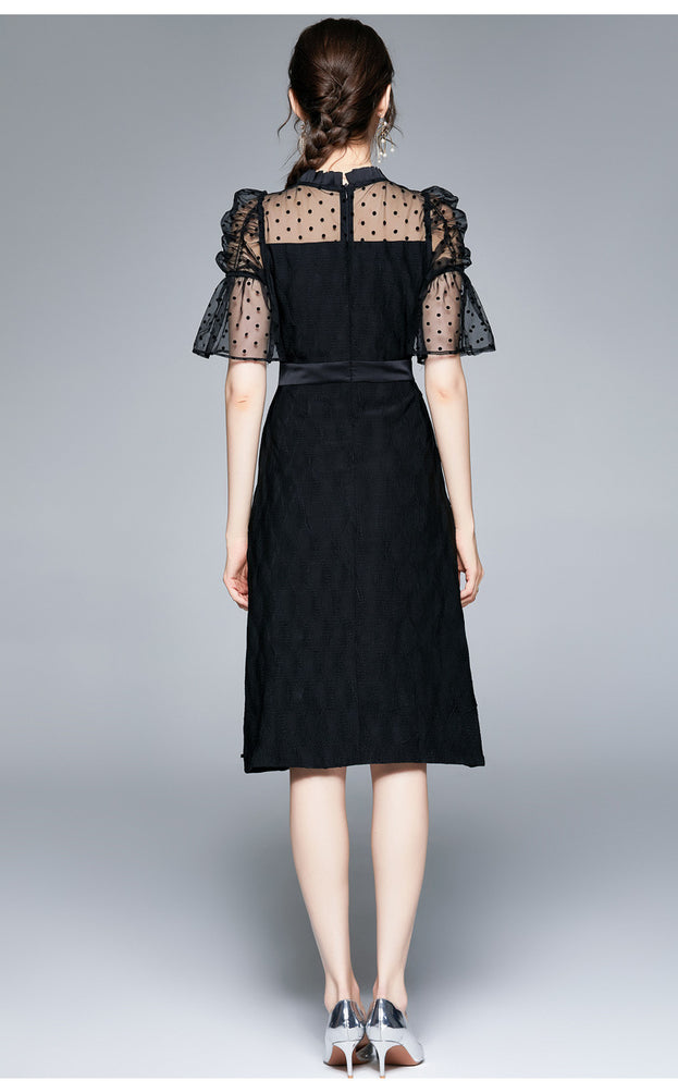 Elegant Polka Dot Retro Heavy Work Dress