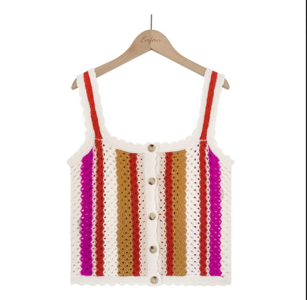 Splicing Contrasting Color Knitwear Large Size Fashion Loose Camisole Vest