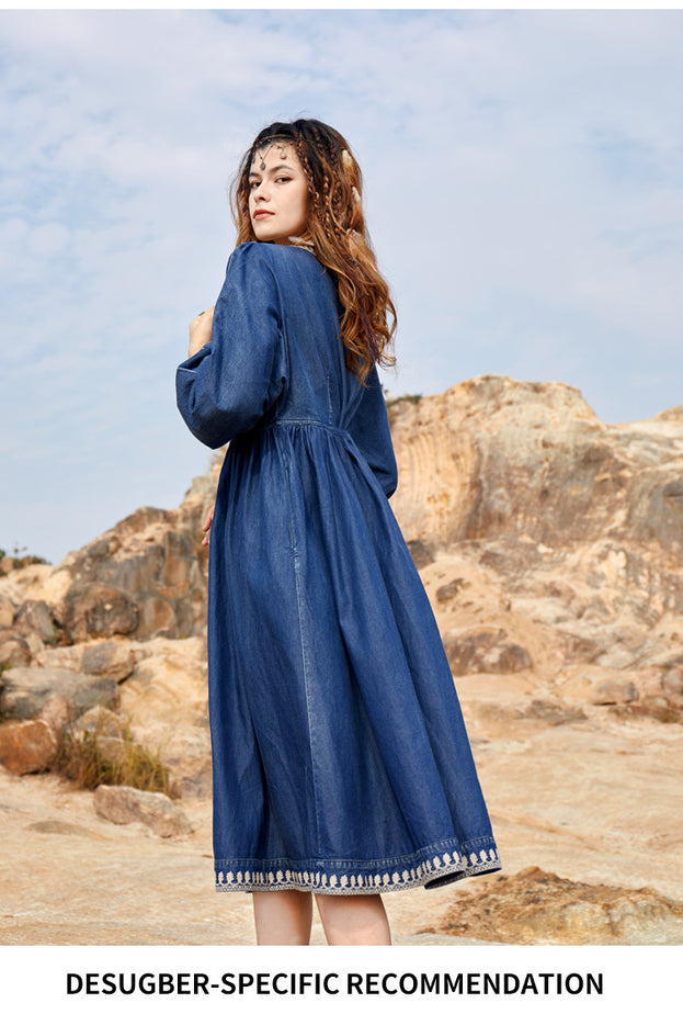 New Baggy Plus Size Vintage Embroidered Denim Skirt