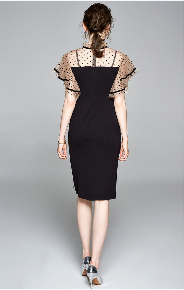 Black Slim Sexy Temperament Slimming Mid-Length Dress