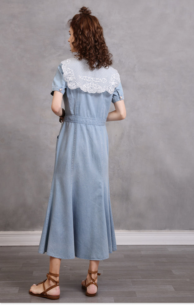 French Vintage Embroidery Summer New Short Sleeved Dress