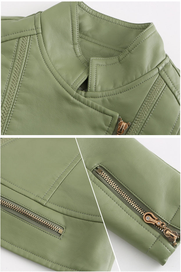 Women PU Leather Thin Spring and Autumn Small Coat Women Jacket