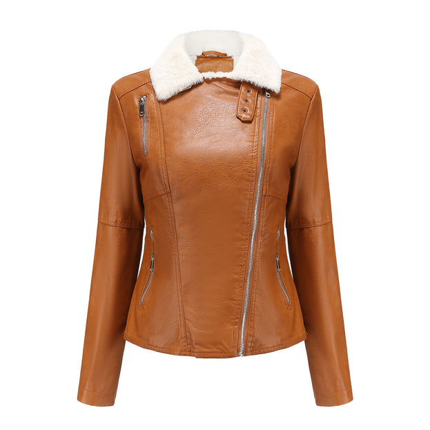 New Fur All-in-One Fur Coat Women Plus Velvet Long Sleeve Warm Coat