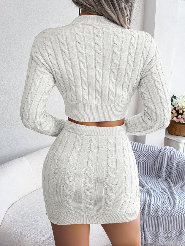 New Long Sleeve Crewneck Top + Short Skirt Sweater Suit