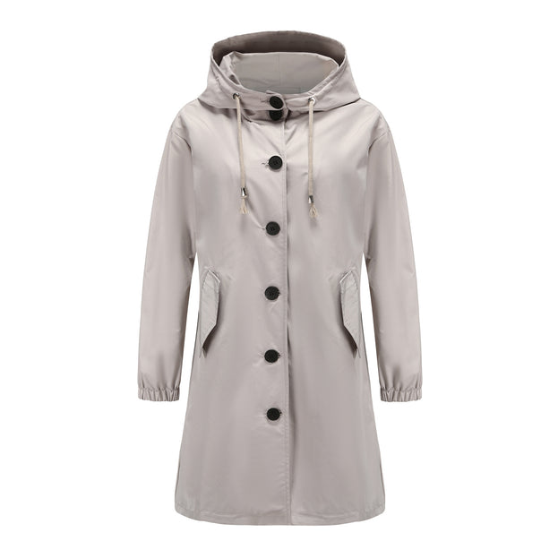 Hooded Trench Coat Women's Casual Long Coat