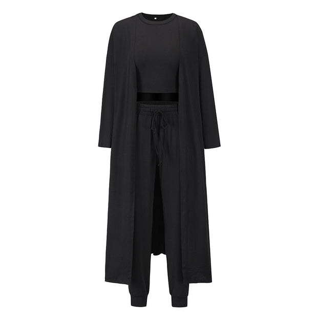 New Fashion Knitted Three Suit Women's Knitted Slim Temperament Vest Trousers Sports Suit Pants