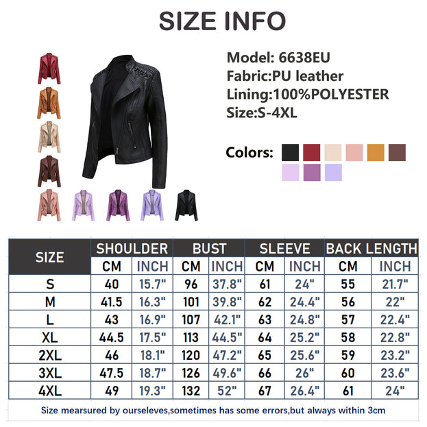Leather Women's Short Jacket Slim Thin Leather Coat Women's Motorcycle Suit