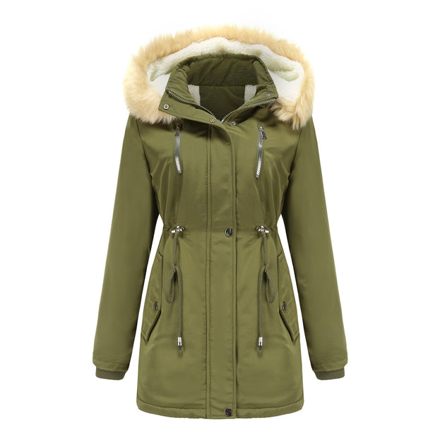 Thickened Lamb Wool Padded Coat Women Loose Women's Padded Suit Detachable Cap Plus Velvet Coat