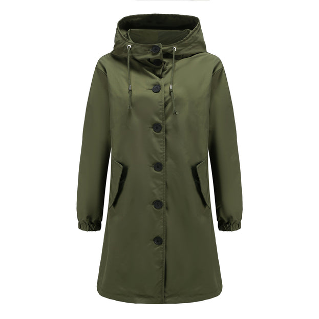Hooded Trench Coat Women's Casual Long Coat