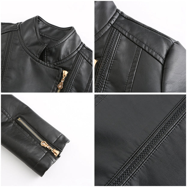 Women PU Leather Thin Spring and Autumn Small Coat Women Jacket