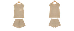 Loose Casual Suit with Pocket Solid Color Ladies Knitwear