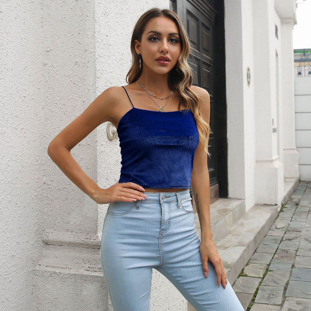 Velvet Short Camisole Women's Retro Bottoming Top