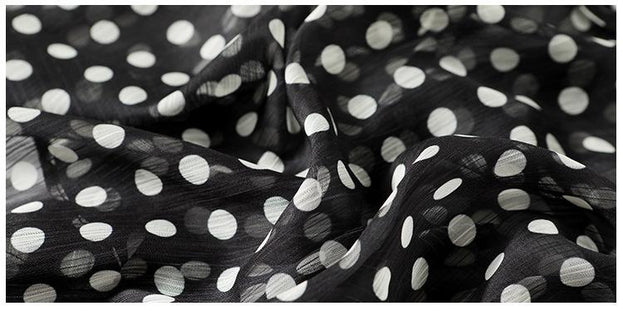V-neck Lantern Sleeve Irregular Hem Polka Dot Dress