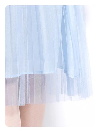 Round Collar Water-Soluble Lace Mesh Stitching MIDI Dress Fashion Temperament