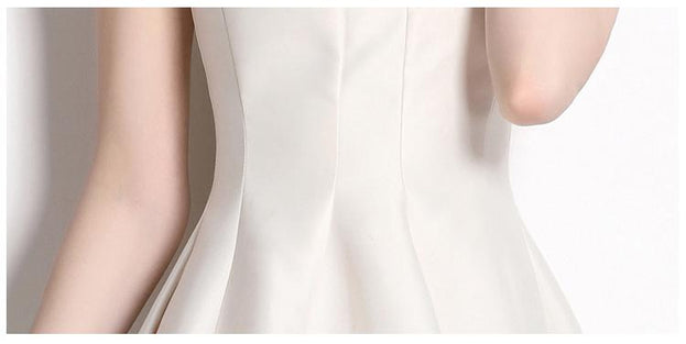 Temperament Retro Waist Slimming Dress Suspender Large Skirt Dress