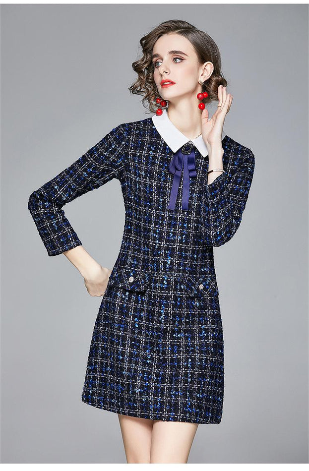 Bow Collar French Winter Dress