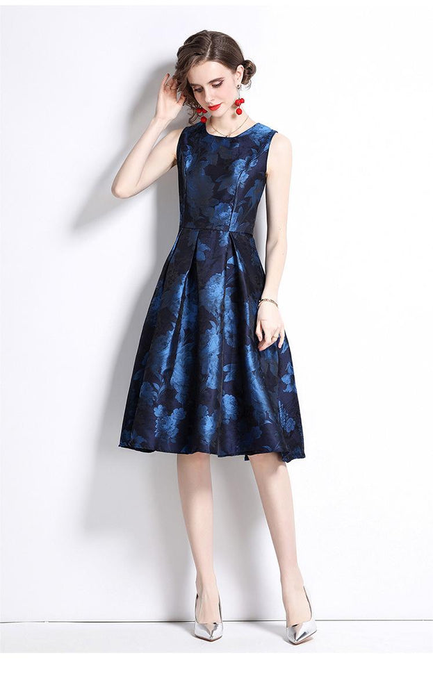 Temperament Elegant Jacquard Mid-Length Dress